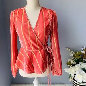 Lost + Wander Stripe Wrap Top, S